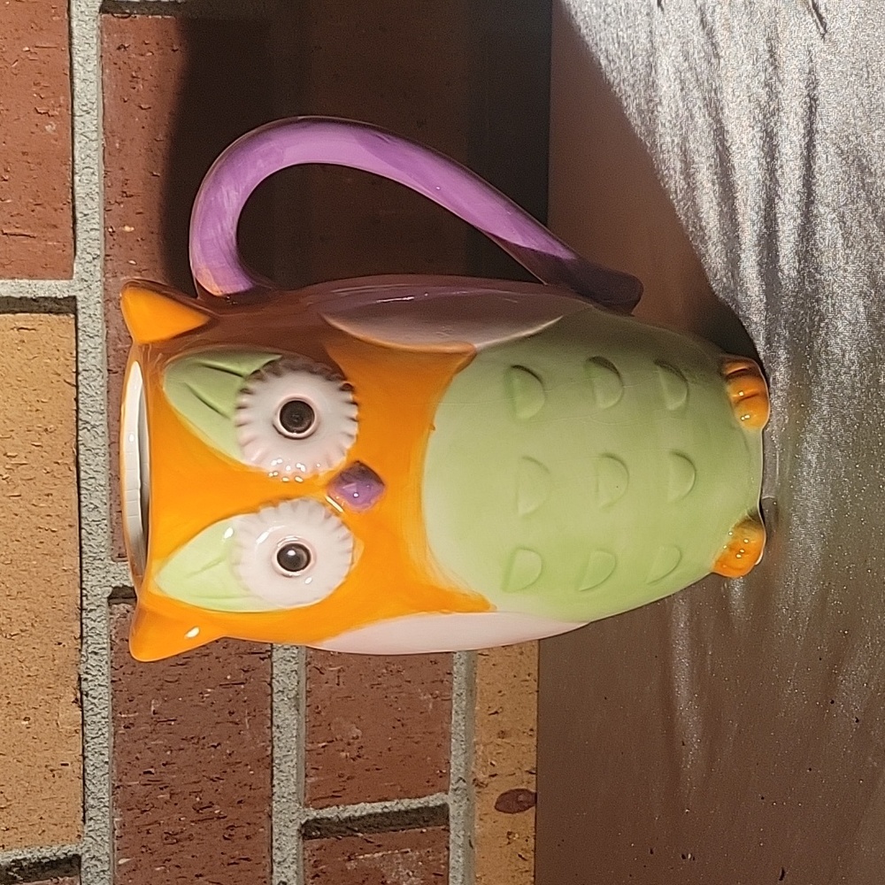 Colorful Owl Mug Green Purple Orange & White